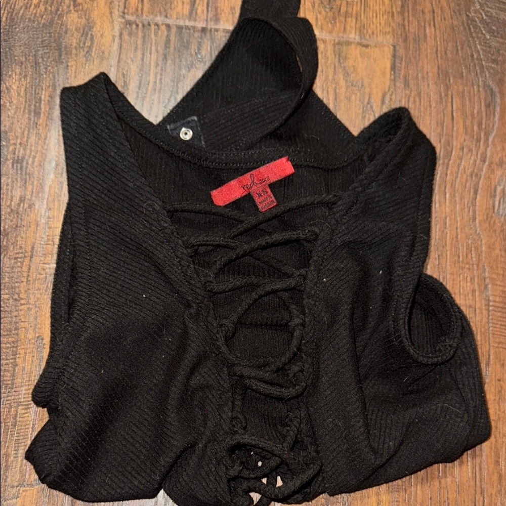 Black Asymmetrical Cut Out Bodysuit